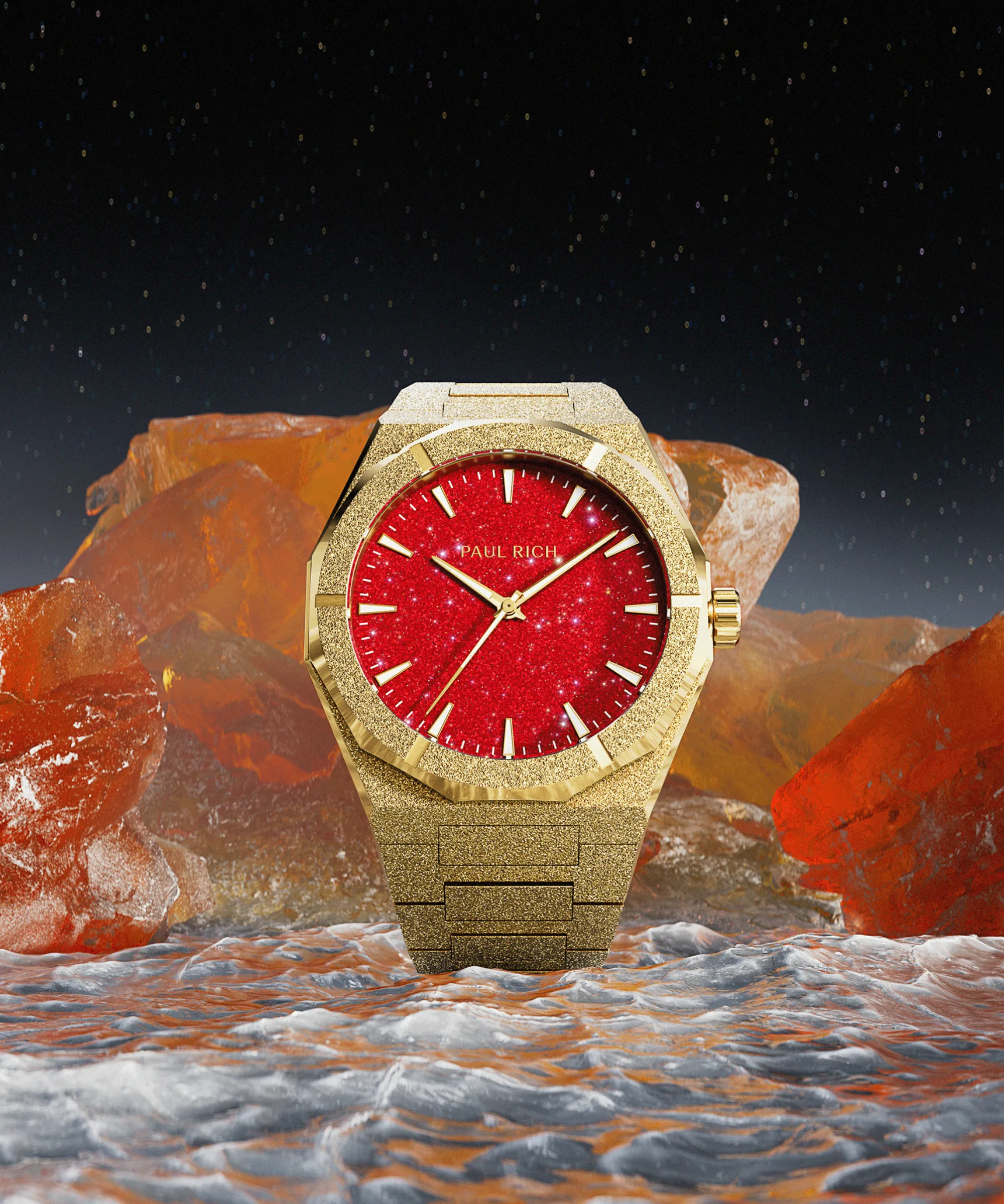 Frosted Star Dust II Gold Red