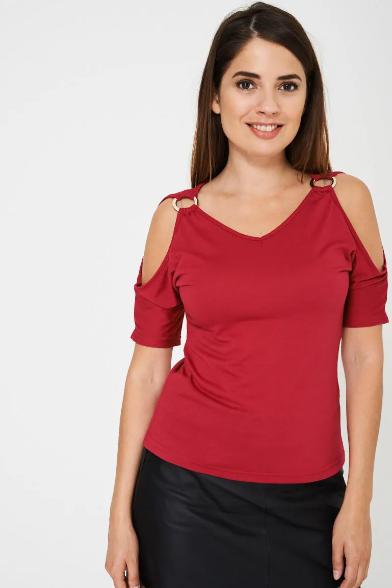 Fuchsia Cold Shoulder Top