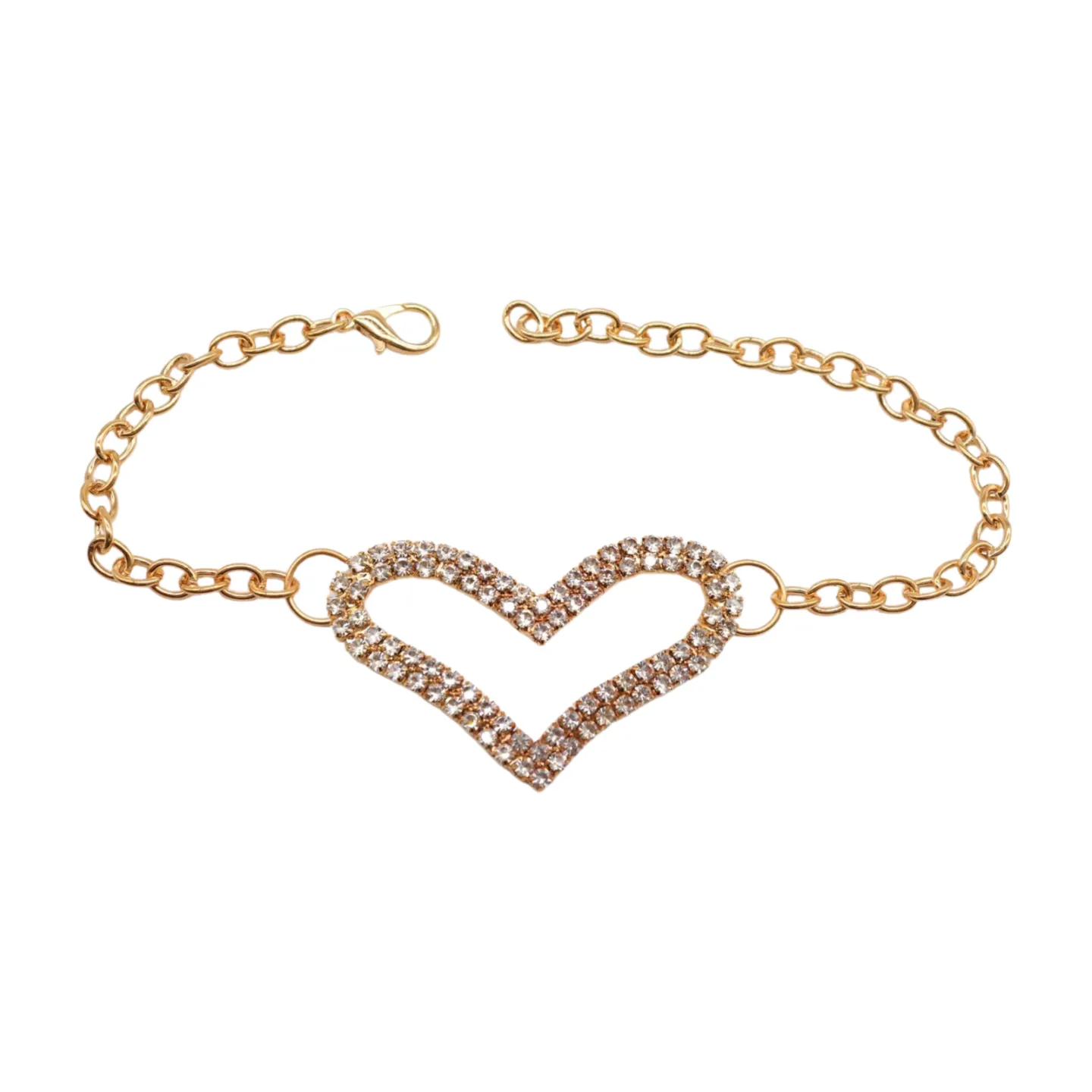 Gold Metal Chain Boot Bracelet Shoe Heart Charm