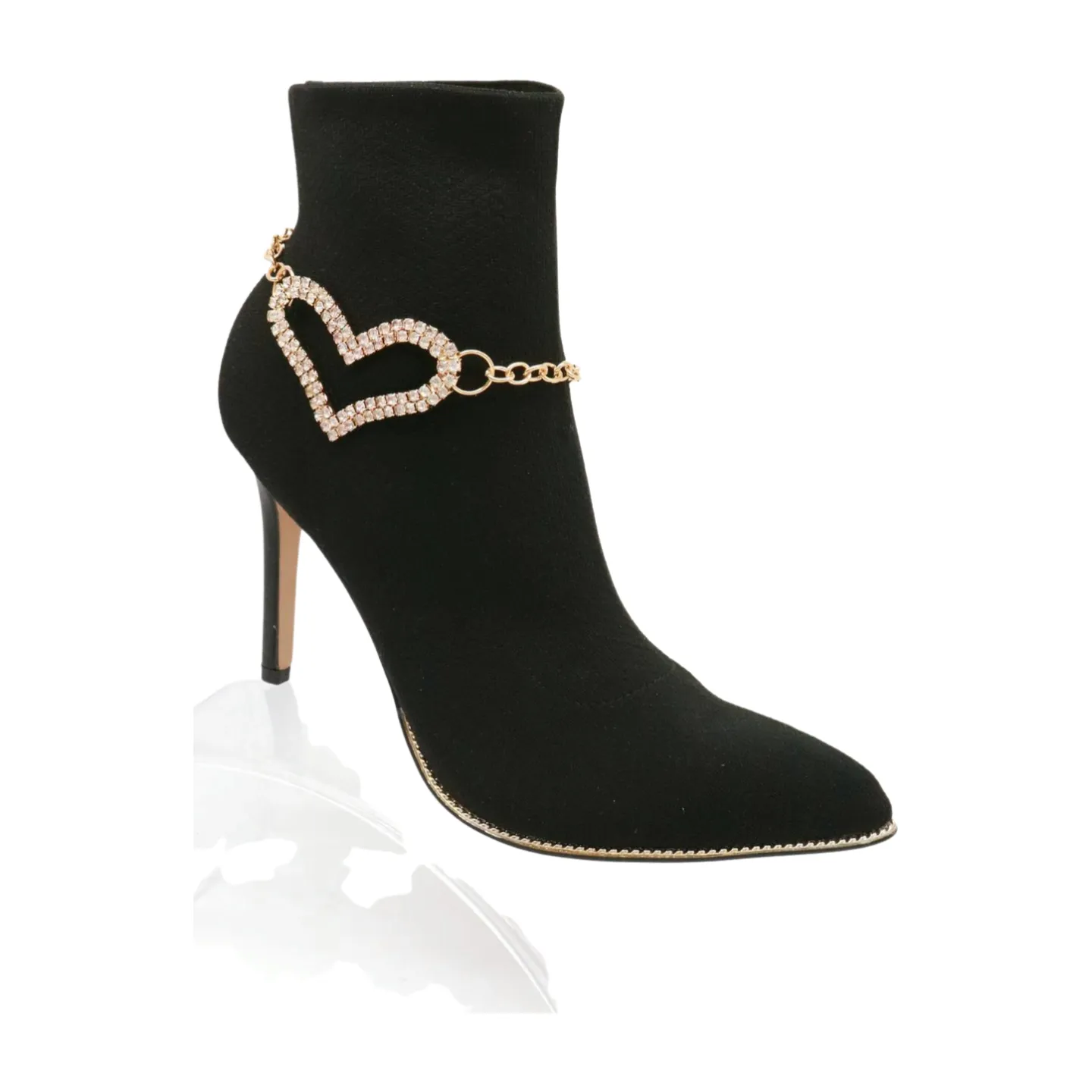 Gold Metal Chain Boot Bracelet Shoe Heart Charm