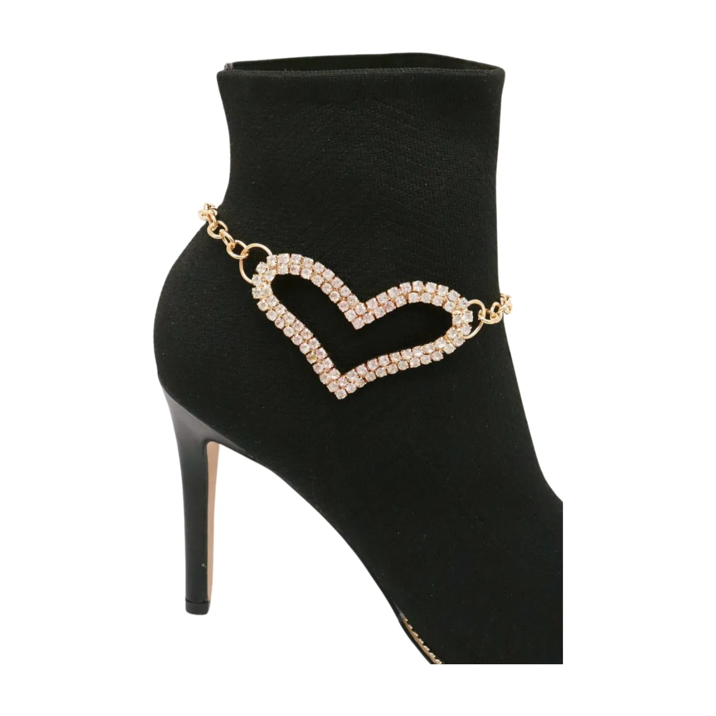 Gold Metal Chain Boot Bracelet Shoe Heart Charm