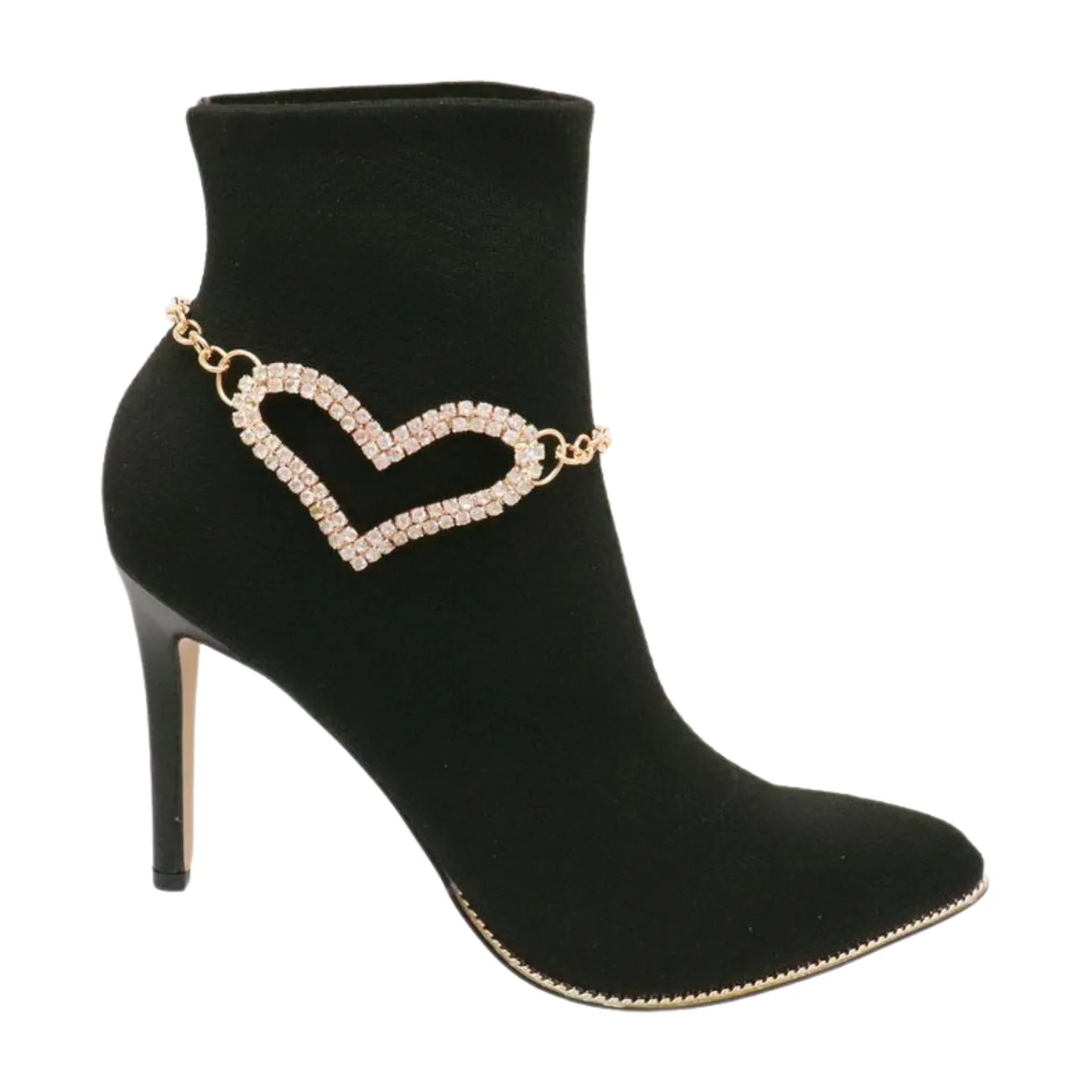 Gold Metal Chain Boot Bracelet Shoe Heart Charm