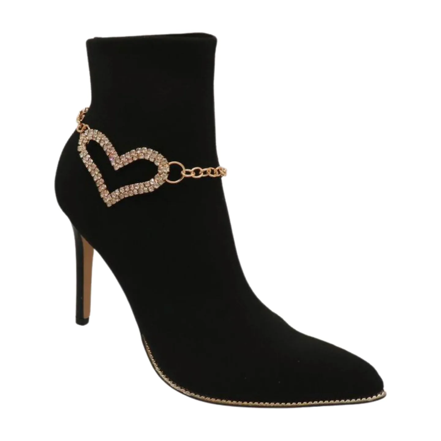 Gold Metal Chain Boot Bracelet Shoe Heart Charm