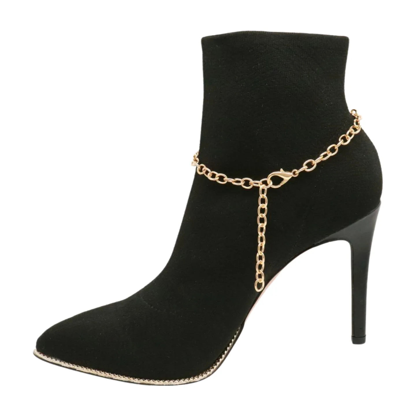 Gold Metal Chain Boot Bracelet Shoe Heart Charm
