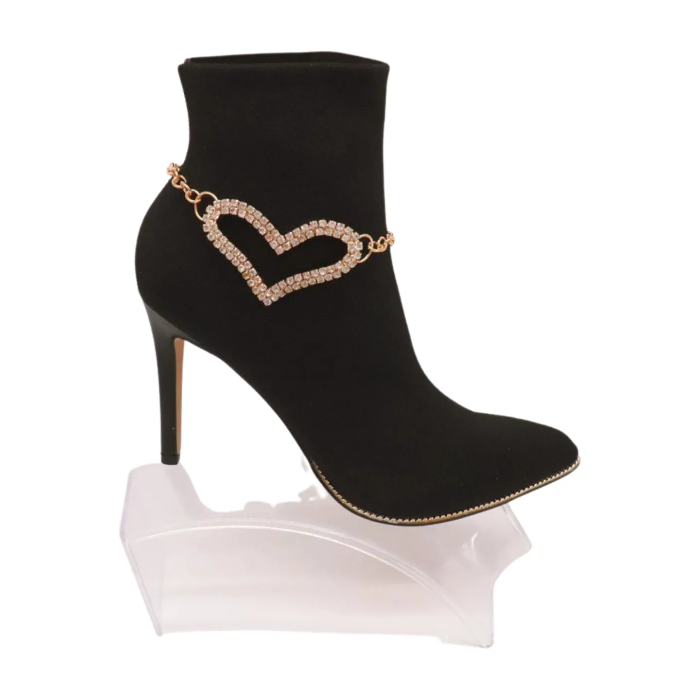 Gold Metal Chain Boot Bracelet Shoe Heart Charm