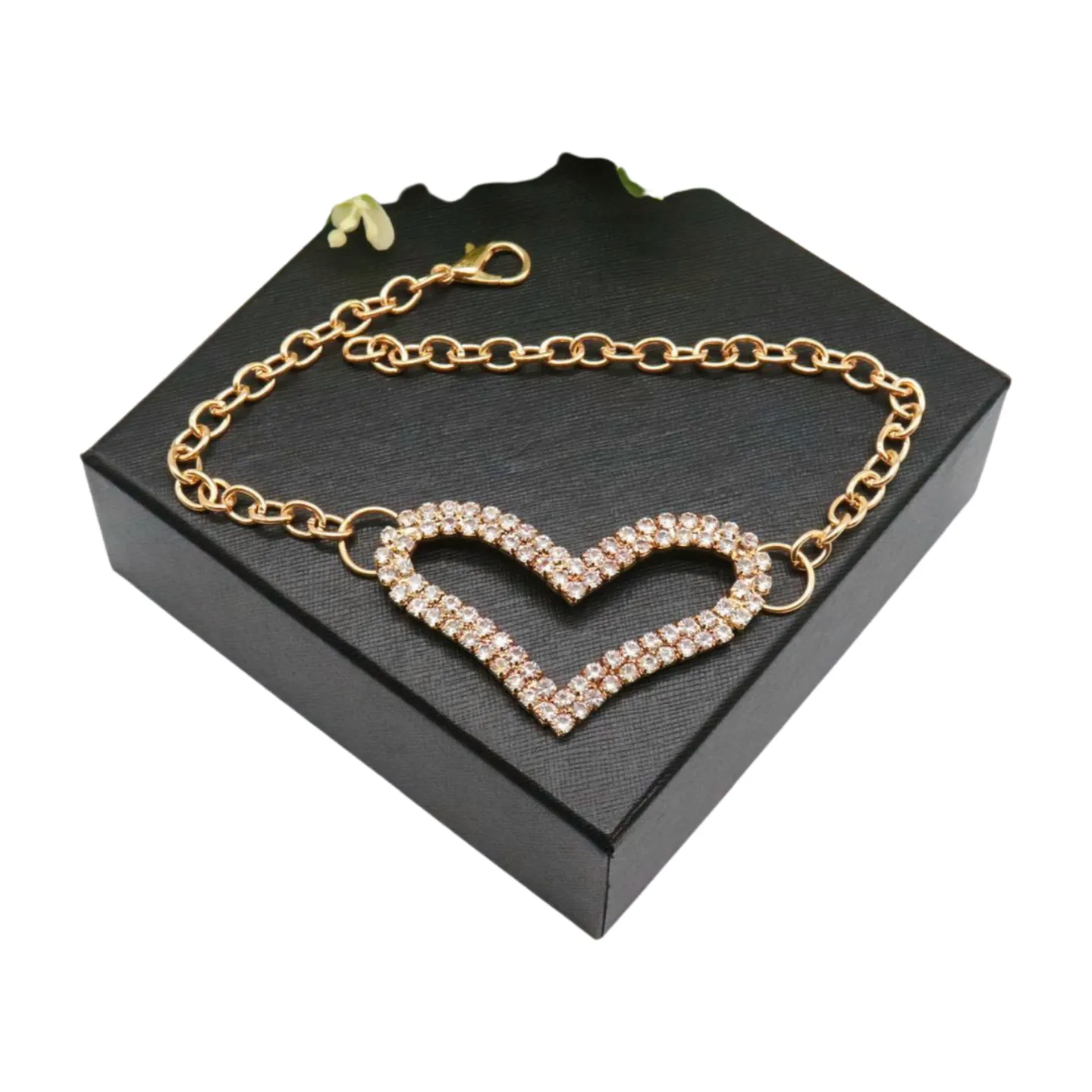 Gold Metal Chain Boot Bracelet Shoe Heart Charm