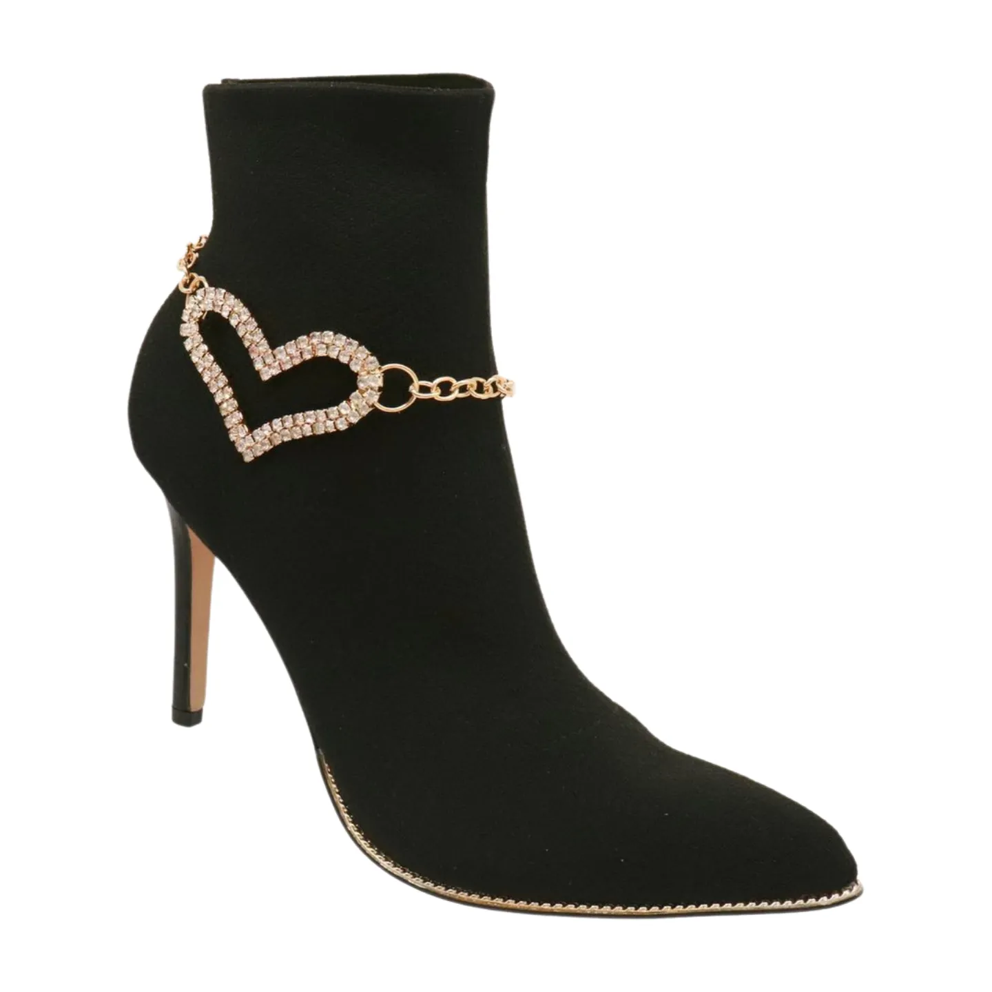 Gold Metal Chain Boot Bracelet Shoe Heart Charm