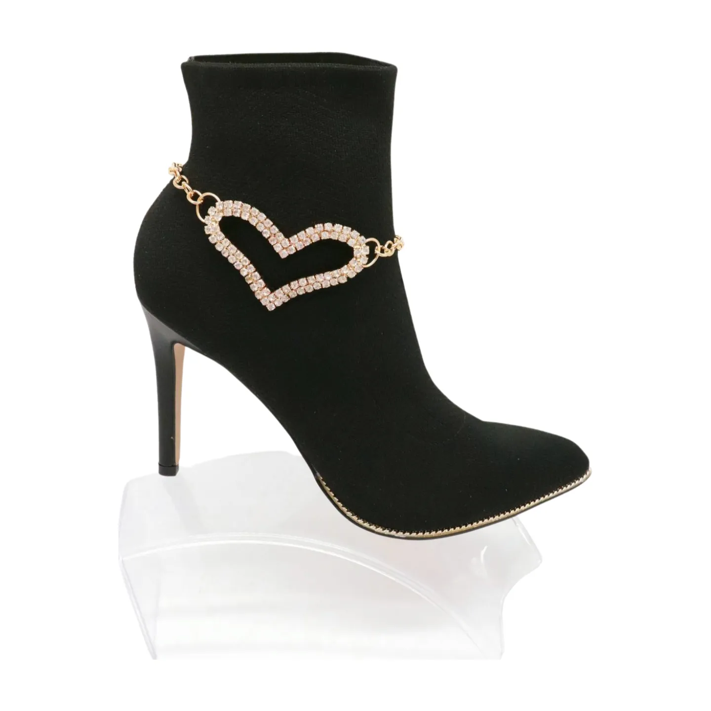 Gold Metal Chain Boot Bracelet Shoe Heart Charm