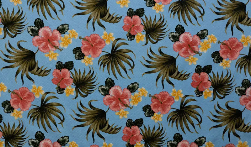Hibiscus Plumerias Palm & Elephant Ear leaves Fabric | Upholstery