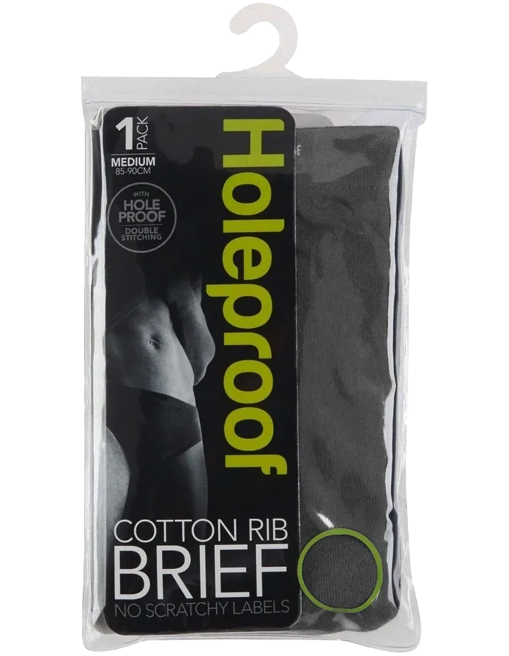 Holeproof Dark Grey Cotton Rib Brief