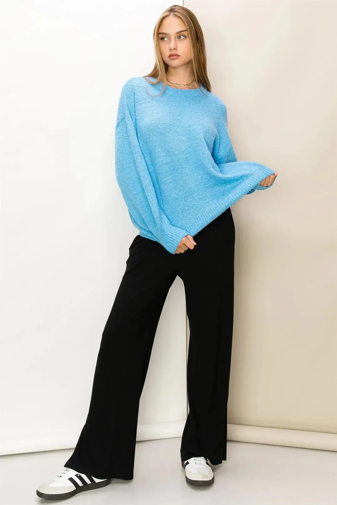 Hyfive Inc. Winter Outings Ribbed Side Slit Wide Leg Pants – Effortless Comfort & Style