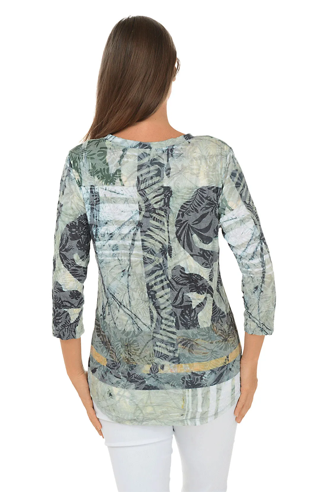 Jungle Burnout Crinkle Knit Top