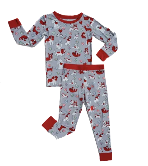 Little Sleepies - Furever Valentines Bamboo/Viscose Pajamas in Grey