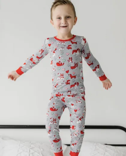 Little Sleepies - Furever Valentines Bamboo/Viscose Pajamas in Grey