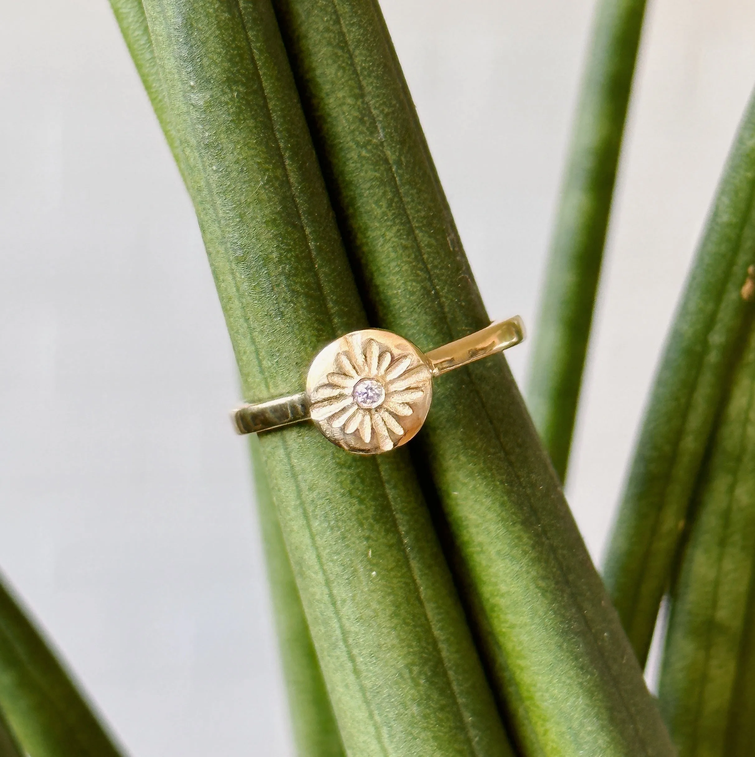 Lucia Small Yellow Gold and Diamond Ring