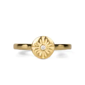 Lucia Small Yellow Gold and Diamond Ring