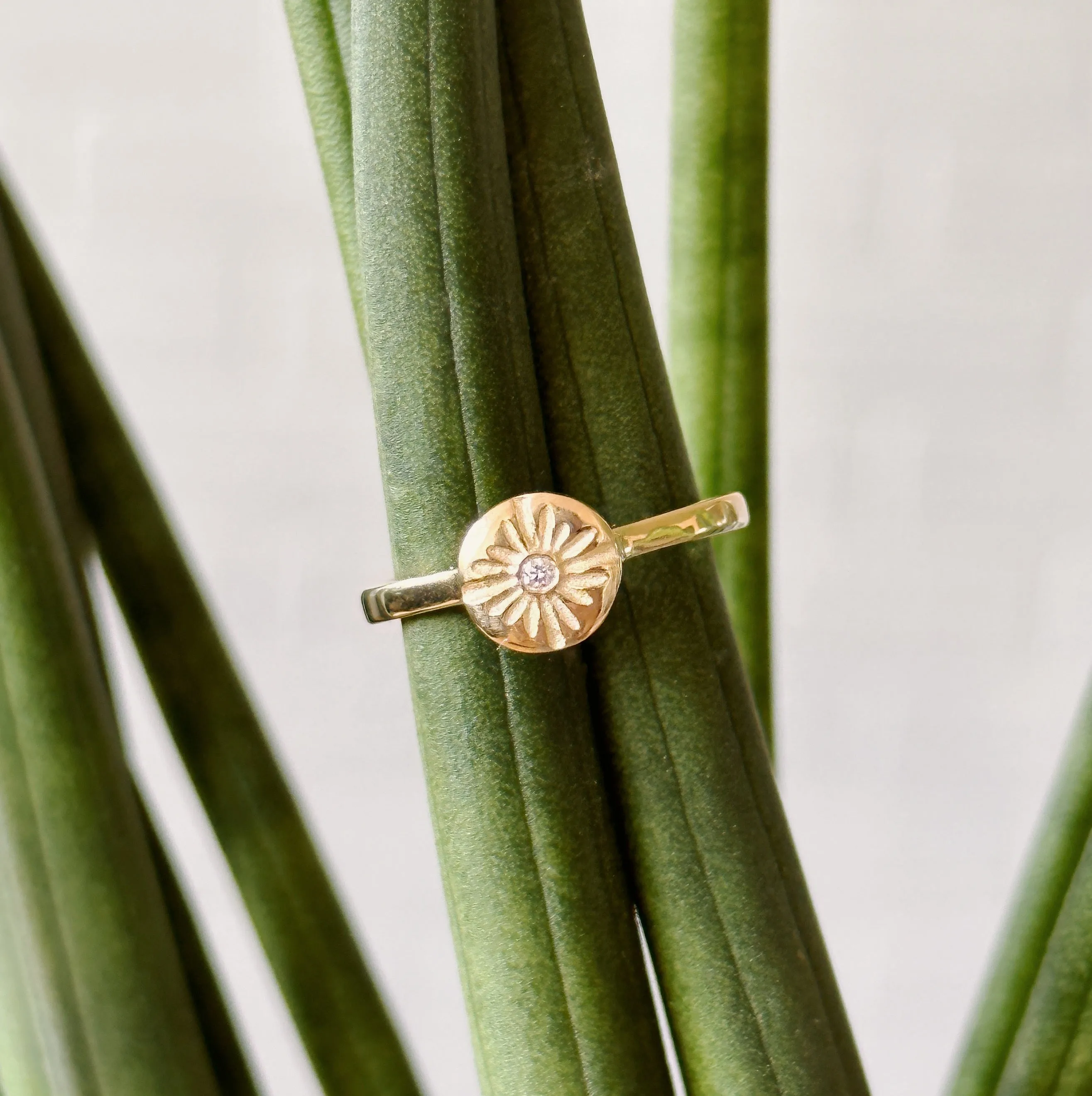 Lucia Small Yellow Gold and Diamond Ring