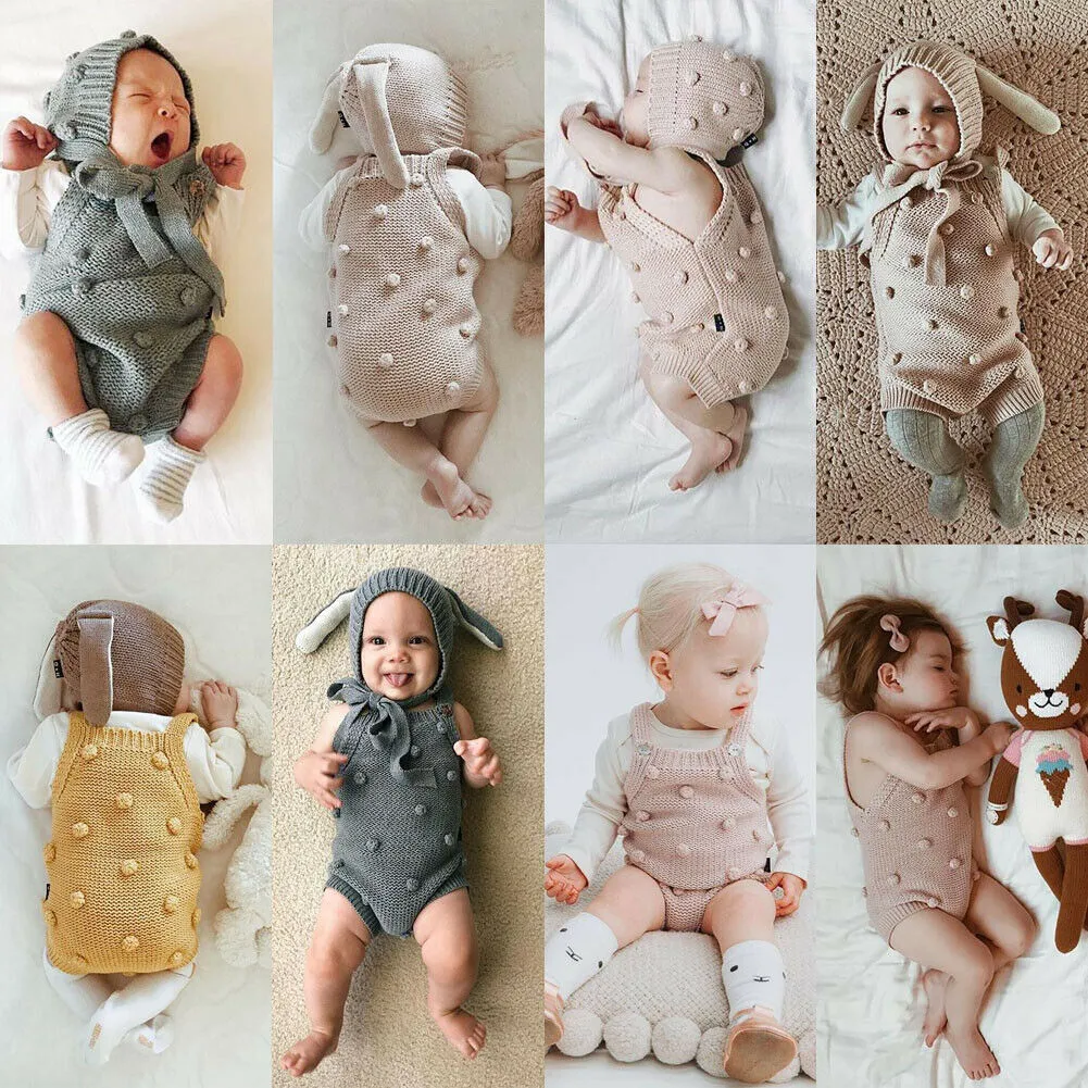 Newborn Knit Pompom Romper