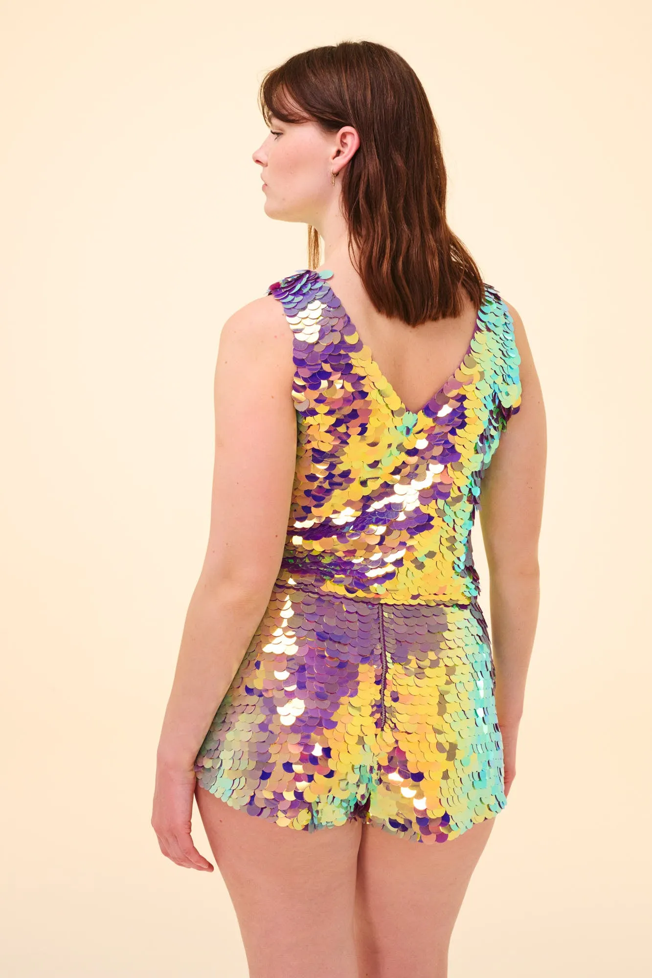 NIKKI SEQUIN TOP - ORCHID