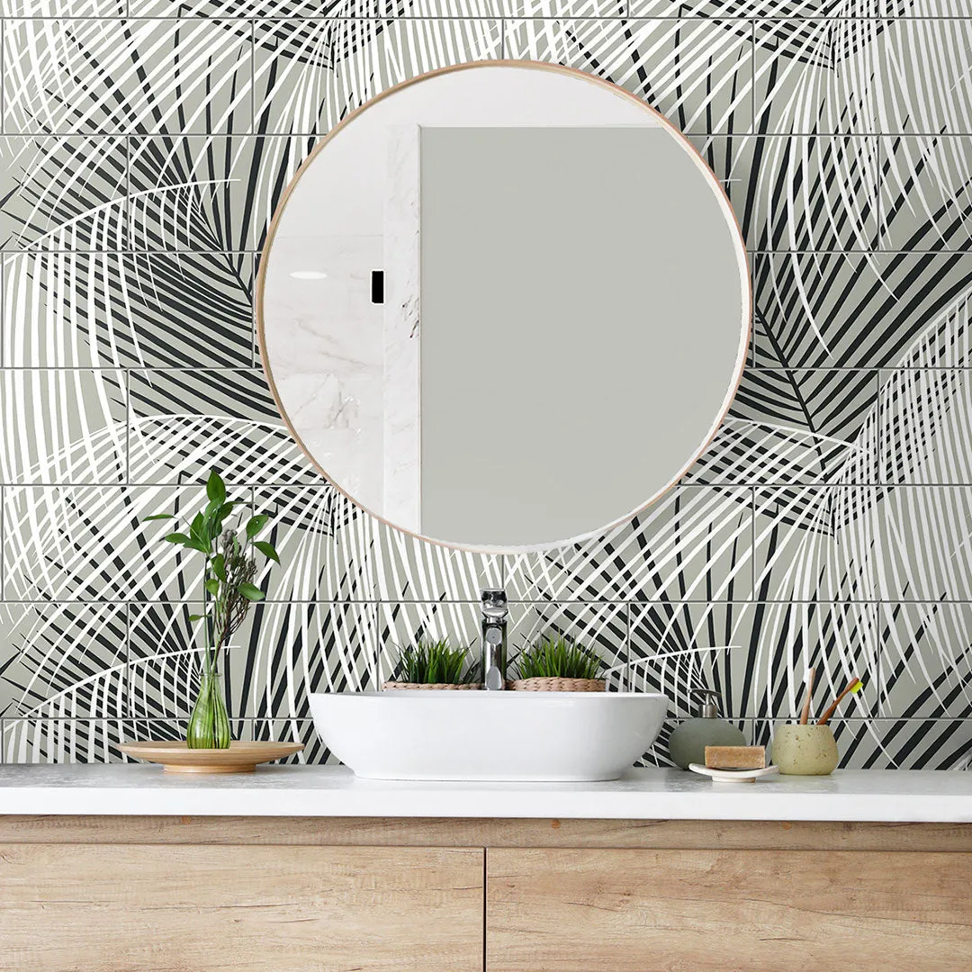Palm Tile Peel-and-Stick Luxe Haven Wallpaper