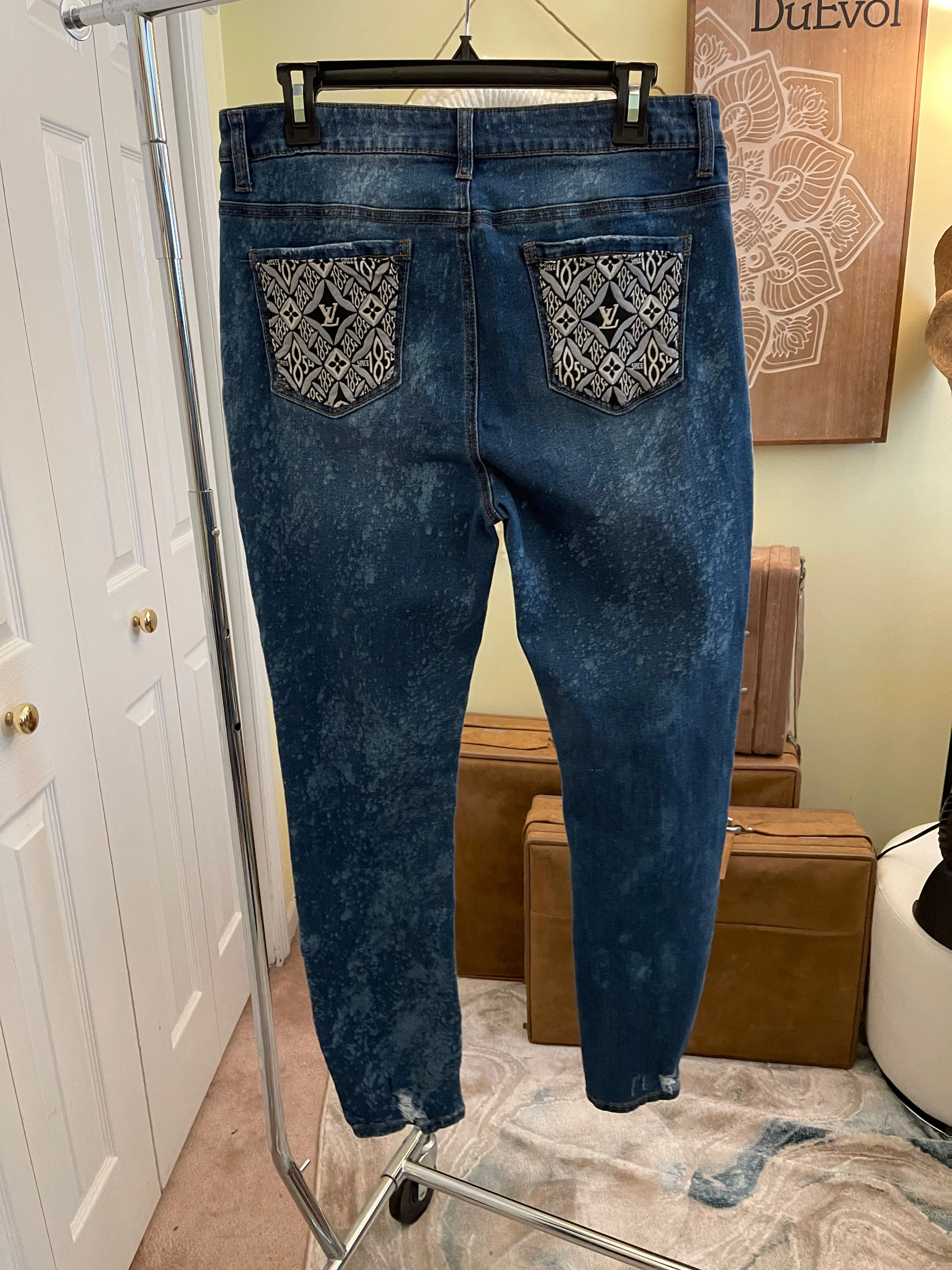 Peace Sign Bleached Denim