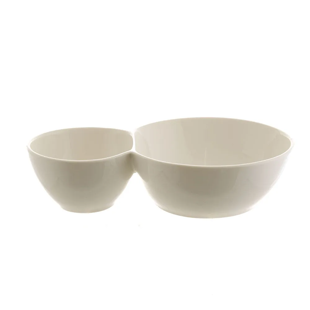Porcelain Bowl with 2 Divisions 24cm White