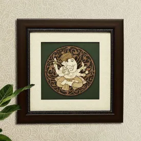Pothi Ganesha Wood Art Frame 8 in x 8 in