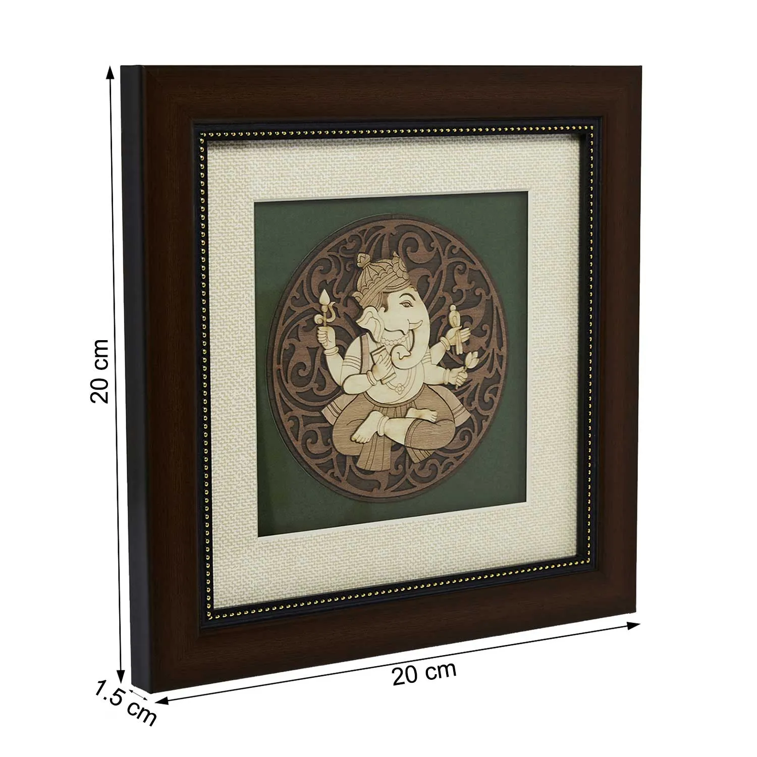 Pothi Ganesha Wood Art Frame 8 in x 8 in