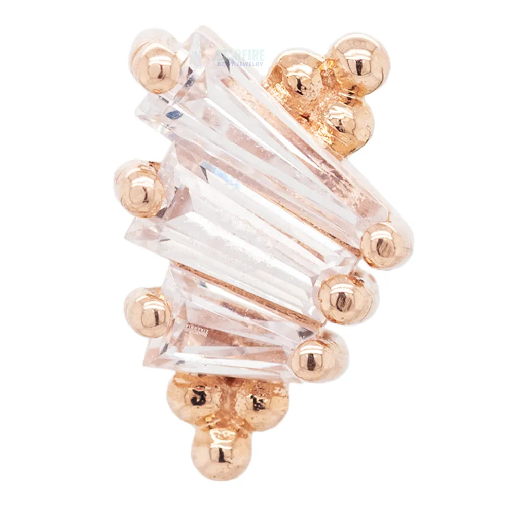 "Devotion" Threaded End in Gold with White CZ's