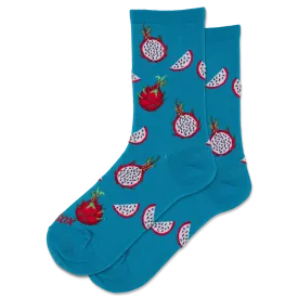 "Dragonfruit" Cotton Crew Socks by Hot Sox - Medium