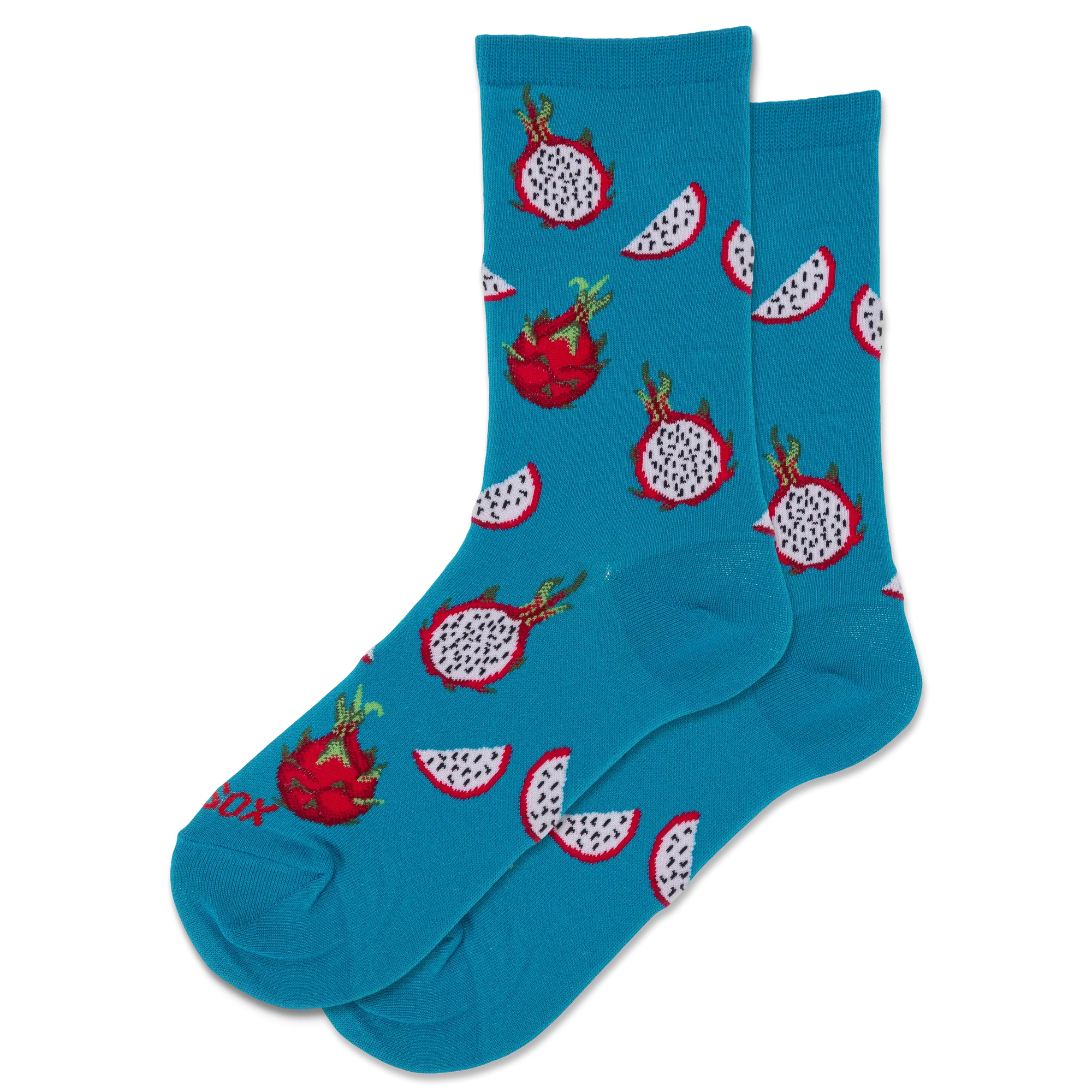 "Dragonfruit" Cotton Crew Socks by Hot Sox - Medium