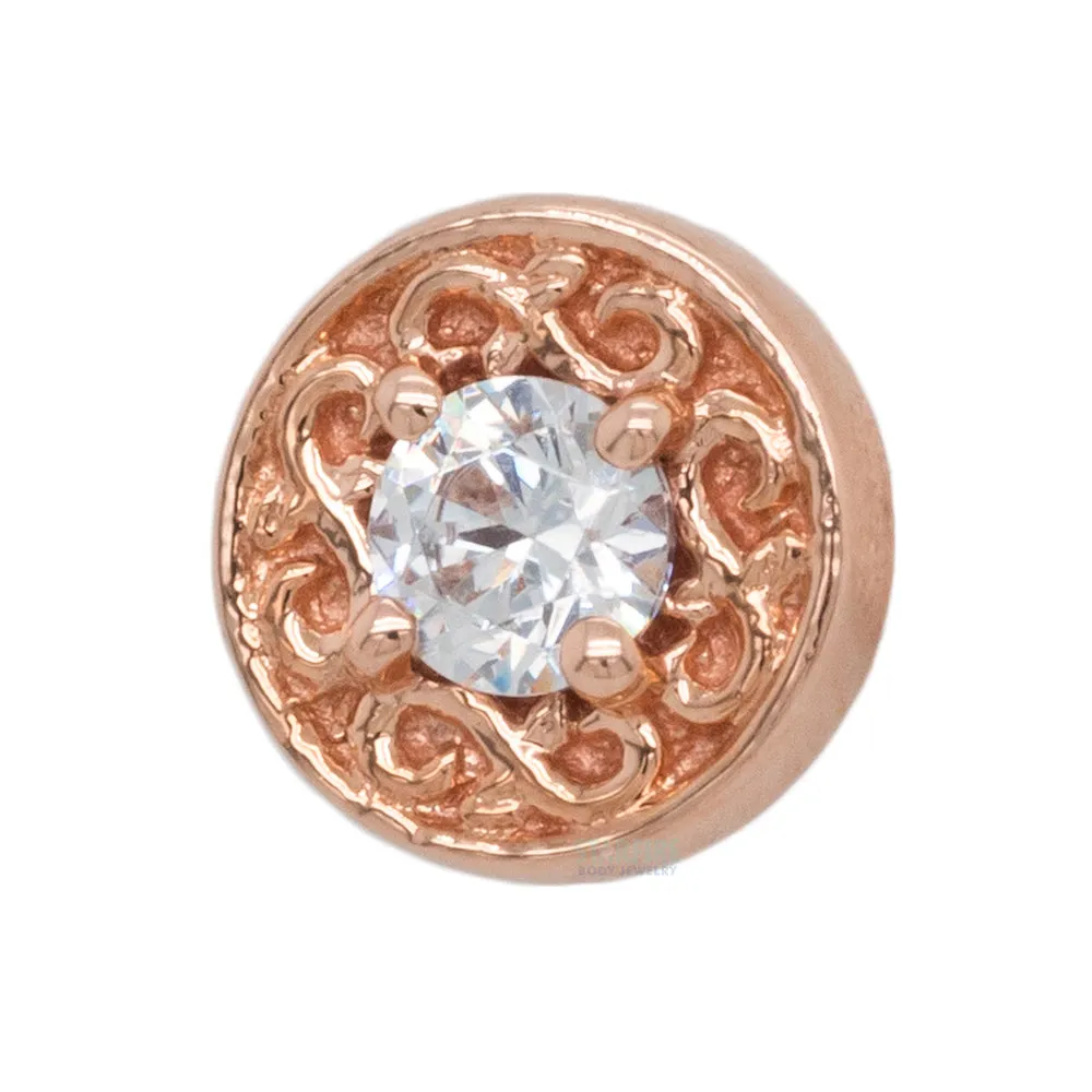 "Elizabeth" Threaded End in Gold with White CZ