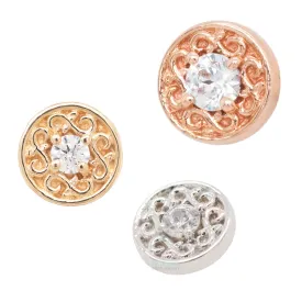 "Elizabeth" Threaded End in Gold with White CZ