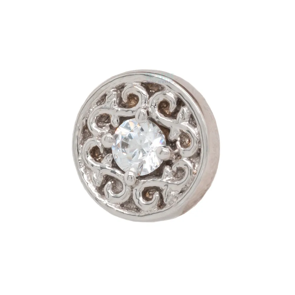 "Elizabeth" Threaded End in Gold with White CZ
