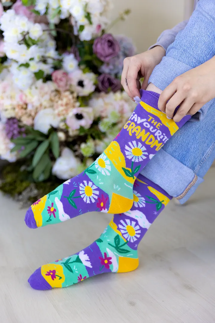 "Favourite Grandma" Crew Socks by Uptown Sox - Medium