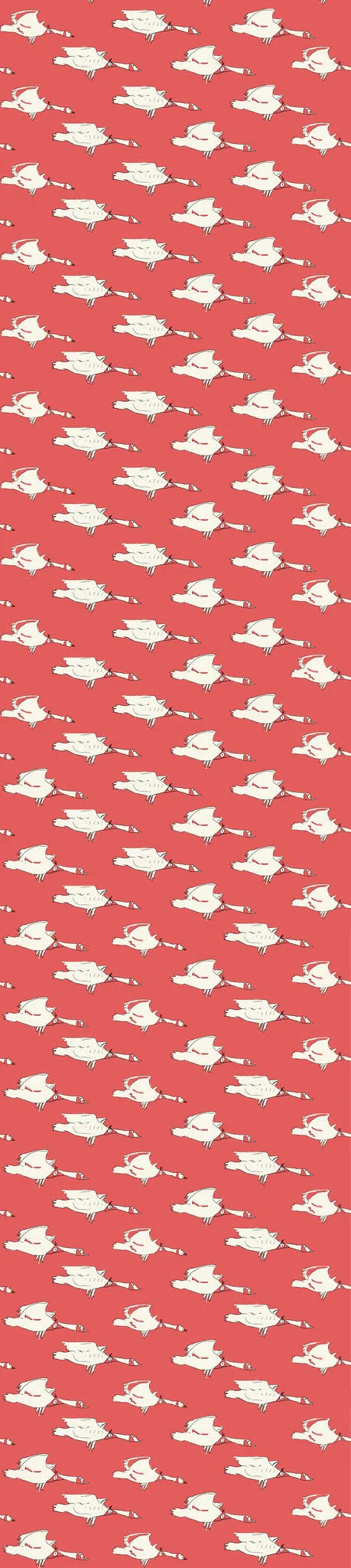 Red Ducks Fabric - Organic Cotton Twill