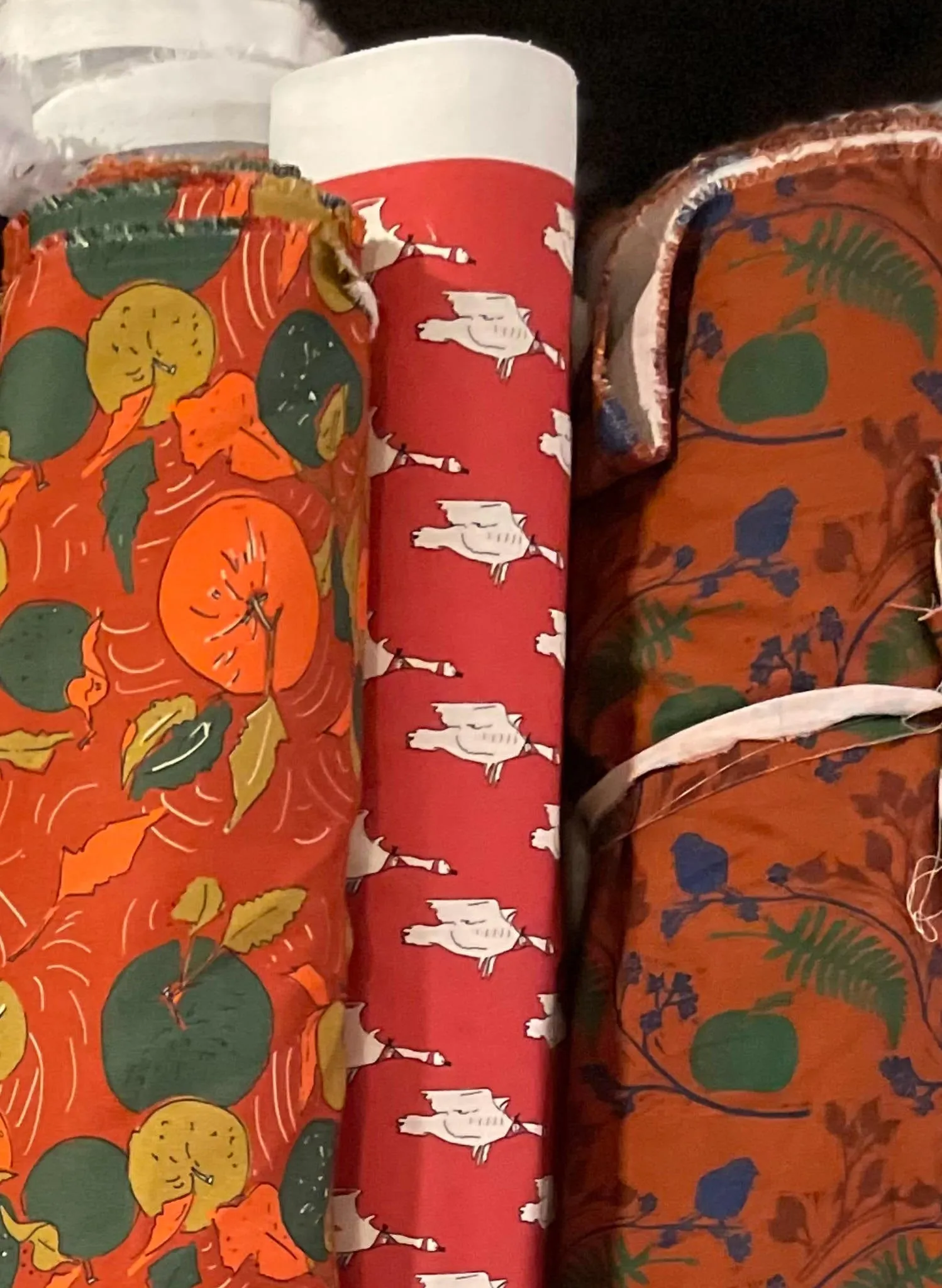 Red Ducks Fabric - Organic Cotton Twill
