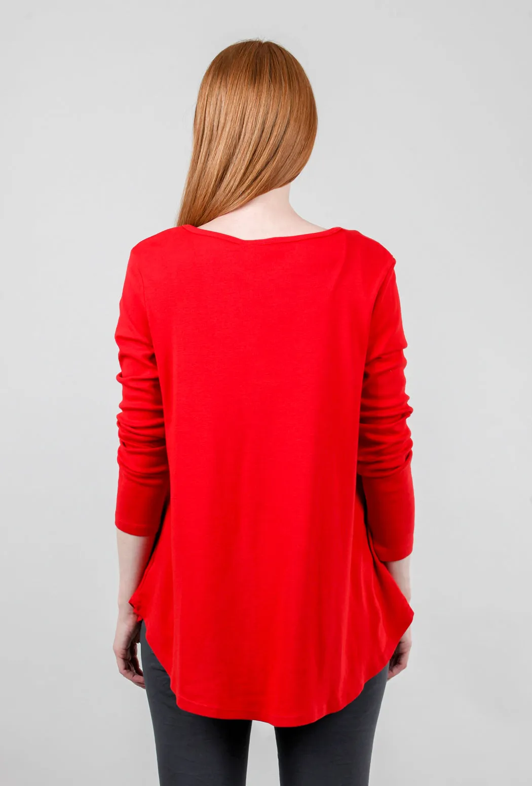Relaxed L/S Round Neck Tee, Scarlet
