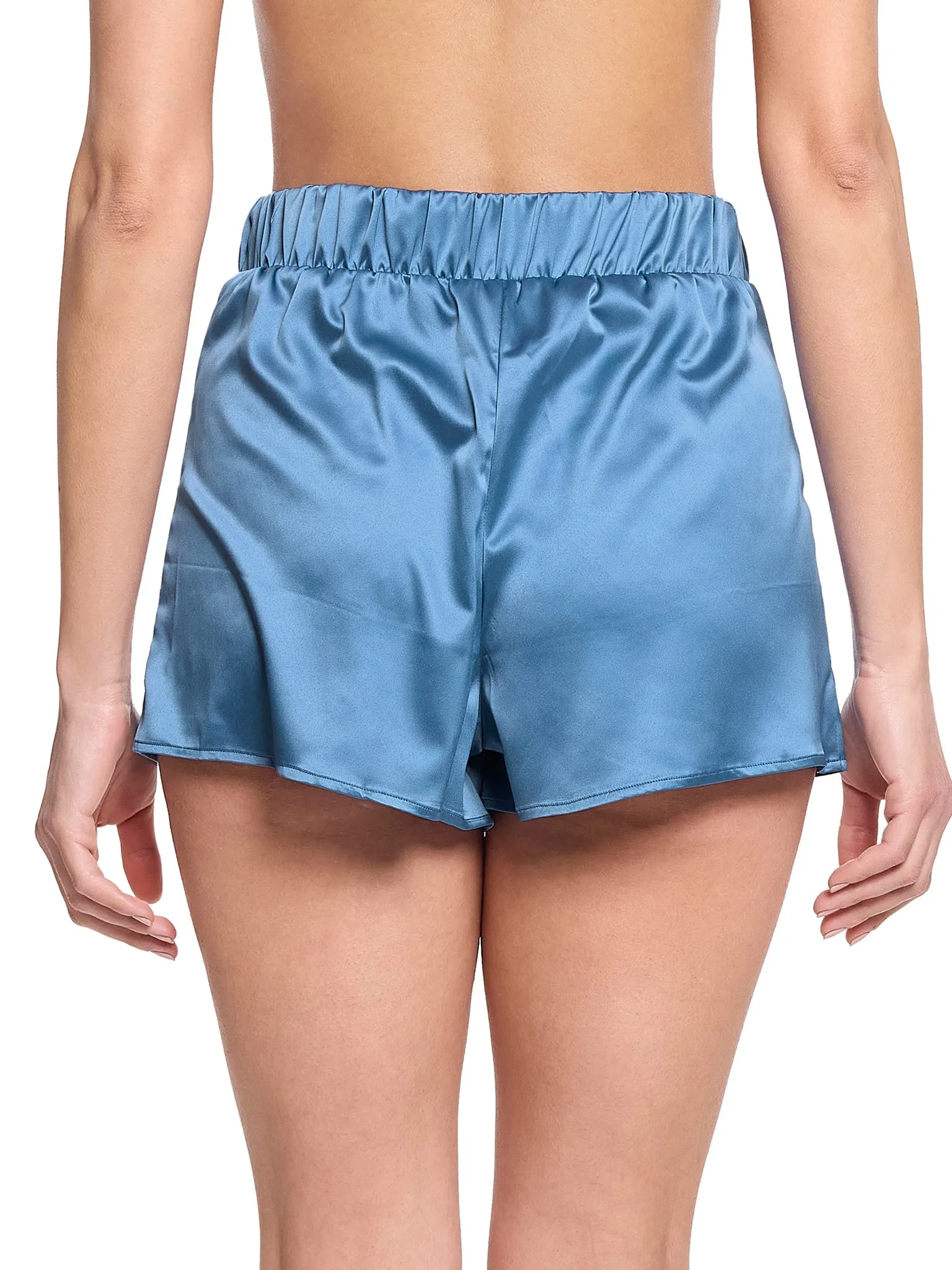 Satin Sleep Drawstring Short Bath Time Blue Sale