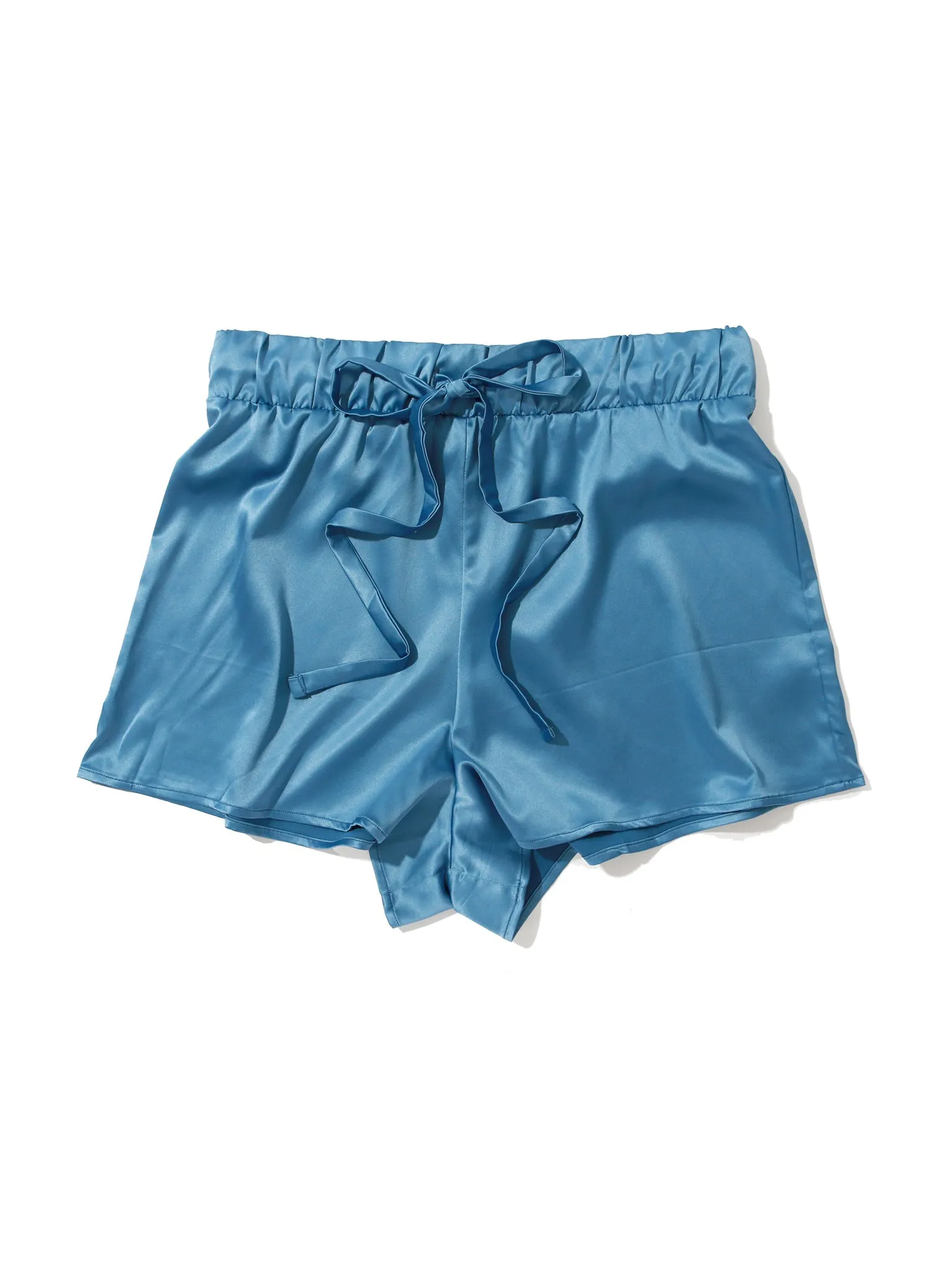 Satin Sleep Drawstring Short Bath Time Blue Sale