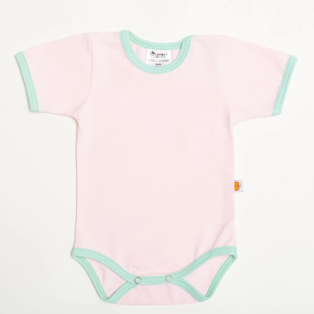 Short-sleeve baby body "Baby Pink/Spearmint"