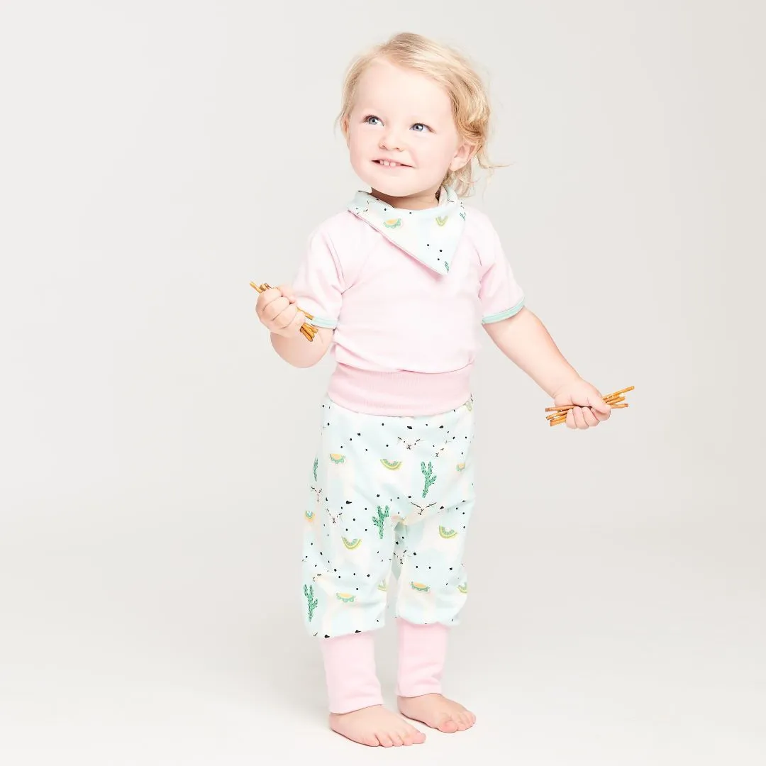 Short-sleeve baby body "Baby Pink/Spearmint"
