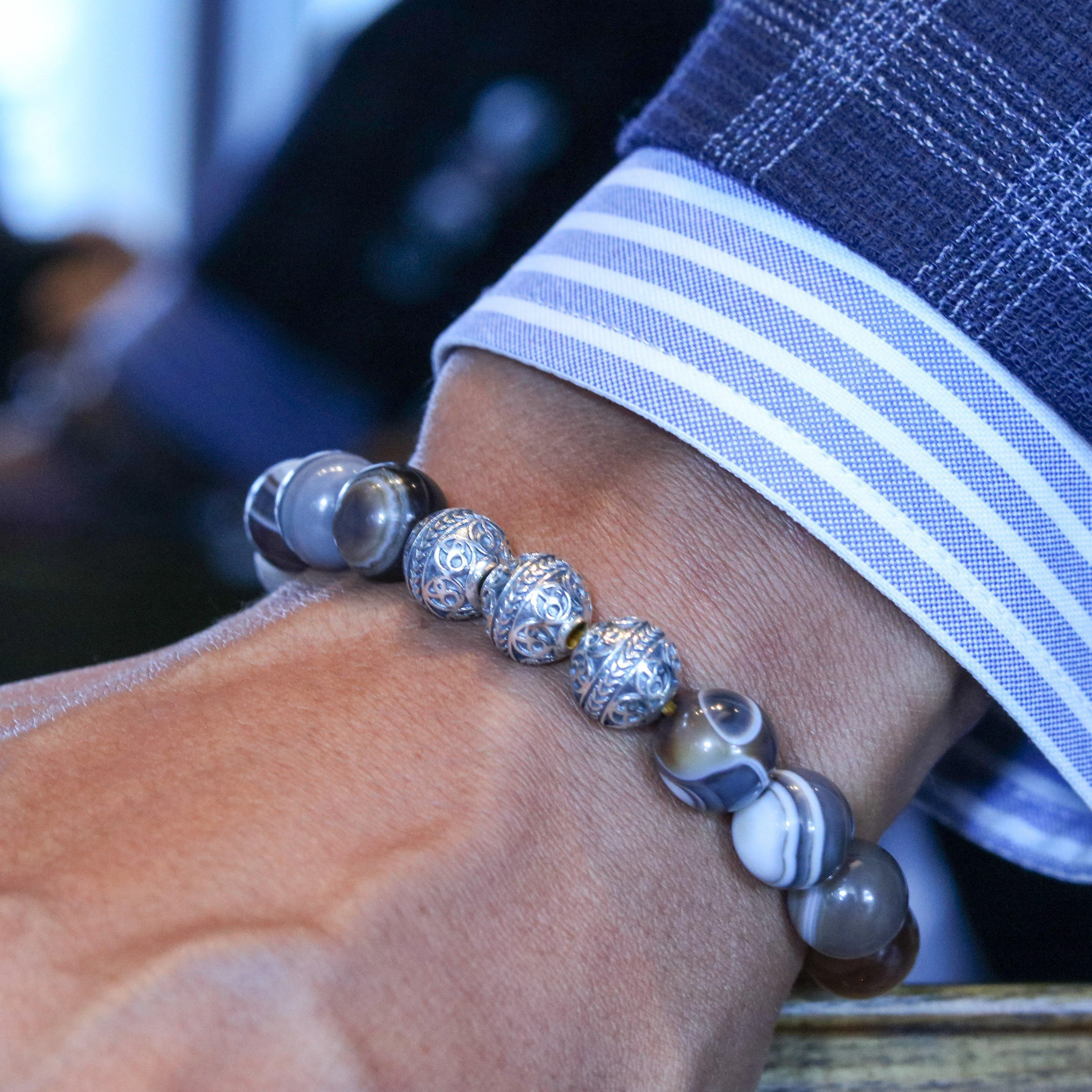 SILVER DRAGORSE BROWN AGATE BRACELET