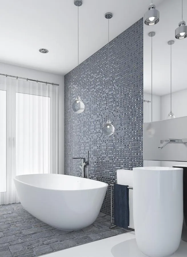 Silver Iridescent, 1" x 1" - Glass Tile