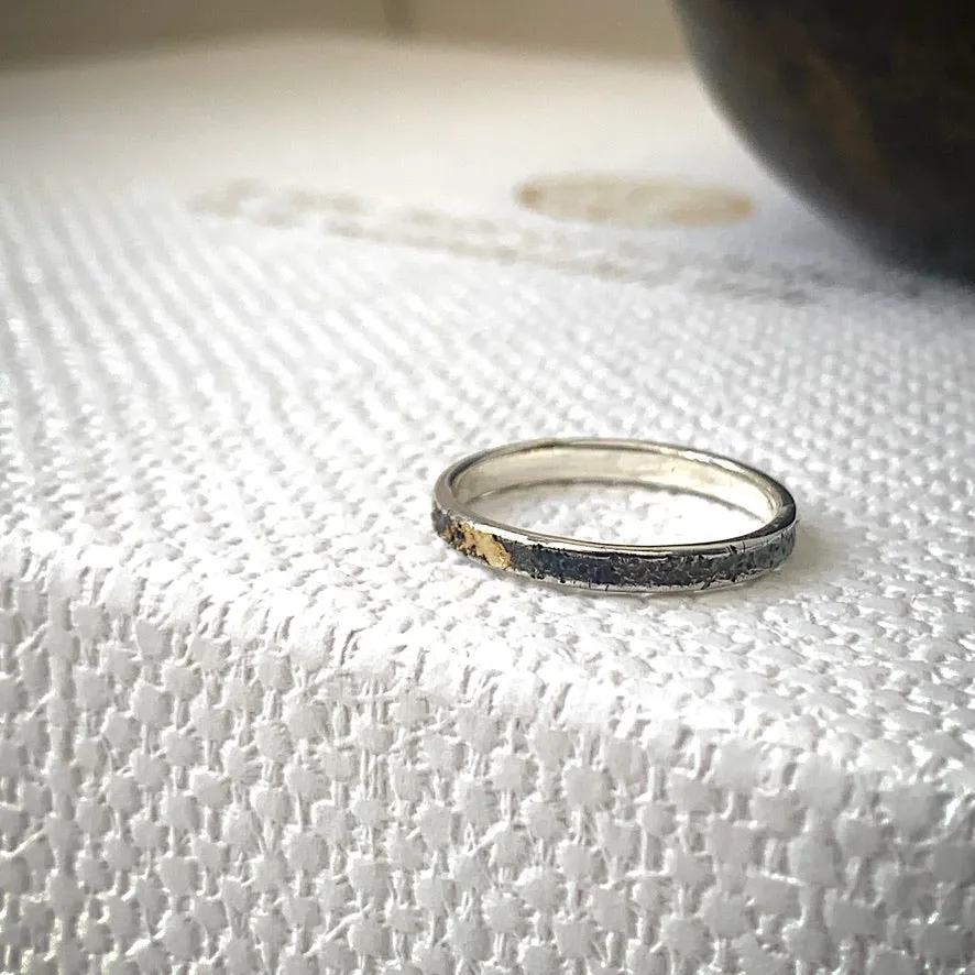 Solid sterling silver and gold ring. Size Q