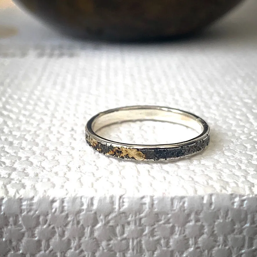 Solid sterling silver and gold ring. Size Q