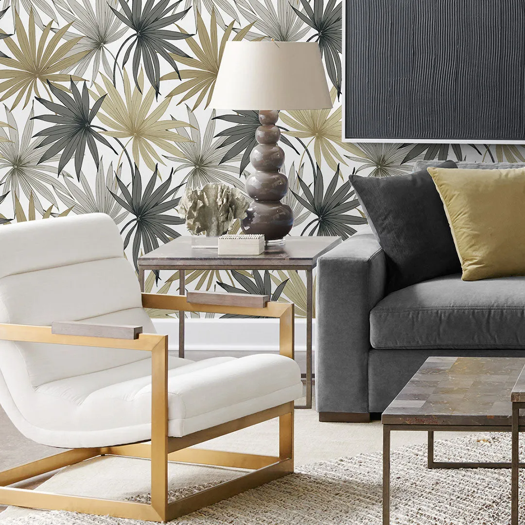 Tropic Palm Toss Peel-and-Stick Luxe Haven Wallpaper