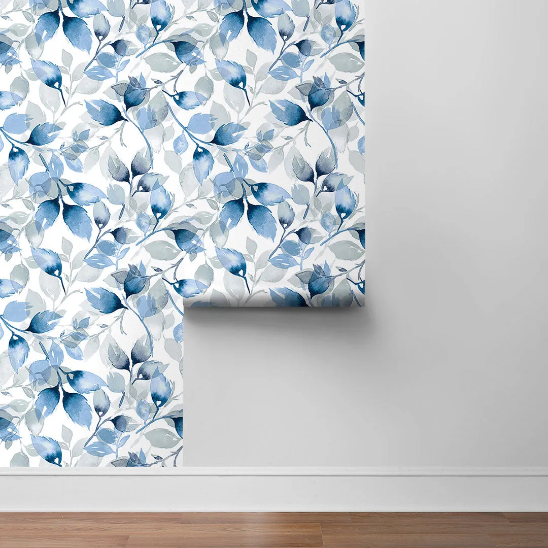 Watercolor Tossed Leaves Peel-and-Stick Luxe Haven Wallpaper