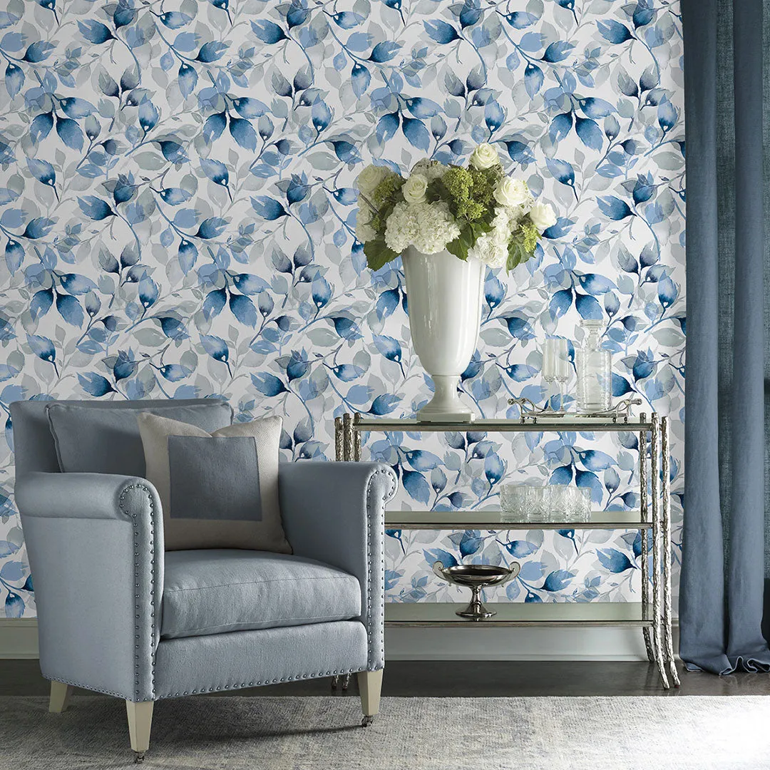 Watercolor Tossed Leaves Peel-and-Stick Luxe Haven Wallpaper