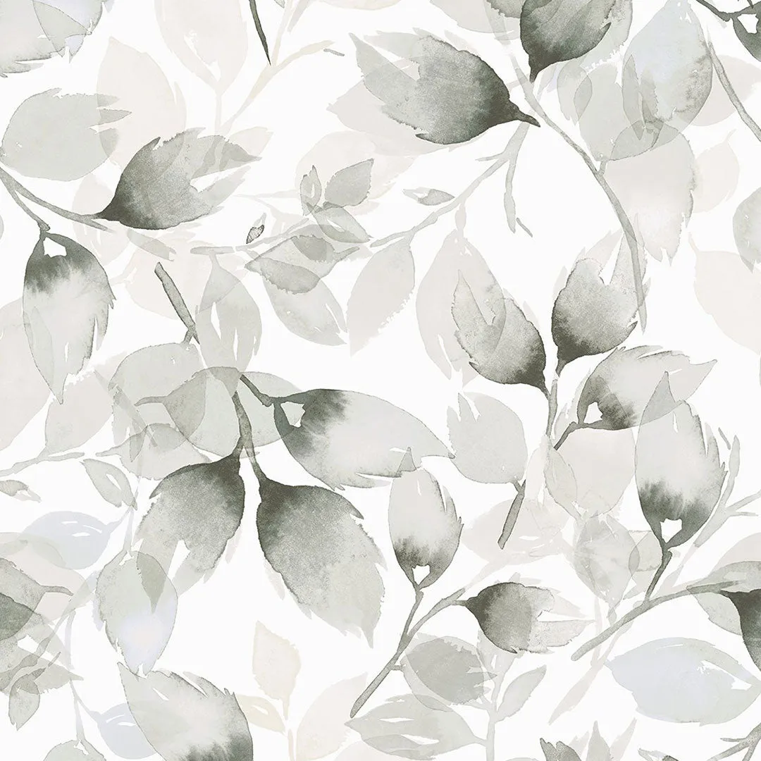Watercolor Tossed Leaves Peel-and-Stick Luxe Haven Wallpaper